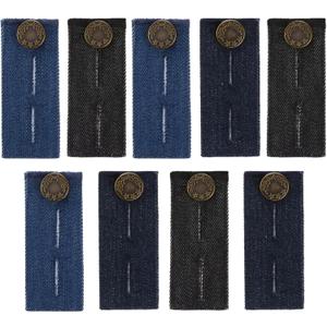 TOODOO 9 Pieces Waistband Extender with Metal Button Adjustable Waist Extenders for Pants Jeans Trousers Skirt Denim Pants Men Women (Black, Blue and Deep Blue)