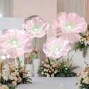 4 Pcs Wedding Giant Flowers Decorations 24 Inch 16 Inch 3D Large Silk Flowers Artificial Faux Floral Backdrop for Wedding Graduation Bridal Shower Party Supplies(Pink and Green Gradient)
