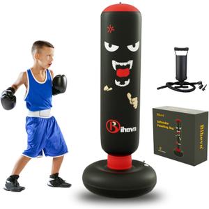 Children's Independent Punching Bag Inflatable Boxing Bag Set with Gloves and air Pump, Designed for 3-12 Years Old, Safe Decompression, The First Choice for Sports Toys, Great Value Gift