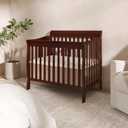 Dream On Me Aden 4-in-1 Convertible Mini Baby Crib, GREENGUARD Gold & BSA Certified, Sustainable Pinewood, Non-Toxic Finish, 3 Mattress Heights, Converts to Mini Day & Twin-Size Bed - Espresso