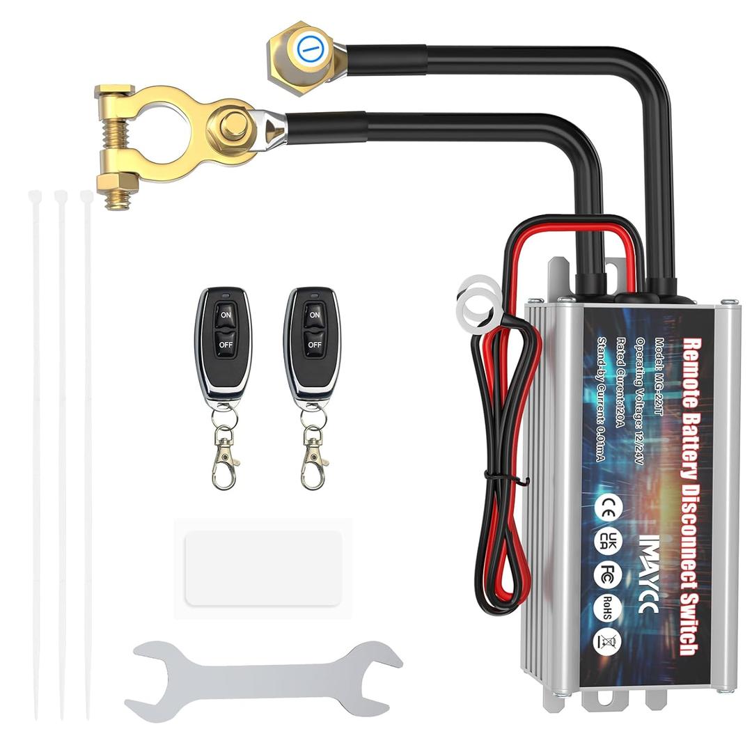 IMAYCC Battery Kill Switch for Car 12V 120A, Remote Battery Disconnect Switch Top Post, Car Anti Theft Kill Switch, Cut Off Shut Off Switch for Auto, Vehicle, RV, ATV, Truck.