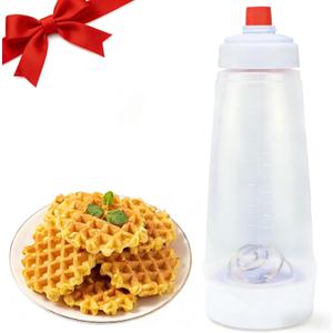 One Pack Pancake Batter Dispenser with BlenderBall and Wire Whisk, 33 Oz Silicone Squeeze Pancake Mix Dispenser, Kitchen Pancake Batter Dispenser Bottle for Waffle Cupcakes Muffins Crepes Qatayef