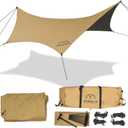 Camping Tarp, 19.7 x 18.4 ft Waterproof 210D Oxford Cloth Camping Canopy with Poles, Anti-UV UPF50+ Lightweight Tent Tarps Shelter Car Awning for Outdoor, Picnic, Hammock, Backpacking