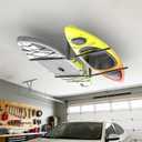 WALMANN Ceiling Kayak Storage Rack for Garage, Heavy-Duty Overhead Kayak Hanger Holds 2 Kayaks, Snowboards, Surfboards, Paddleboards & SUPs, Space-Saving Ceiling-Mount Storage Rack