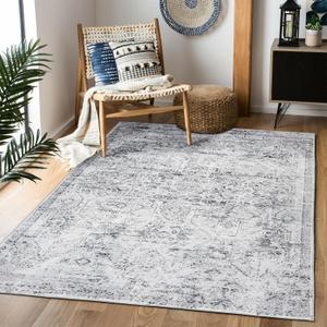 Area Rug 35, Vintage Boho Rug,Ultra-Soft Low Pile, Washable, Non Slip,Stain Resistant Printed Carpet for Living Room Bedrooms Playroom Office Kitchen, Classic-Grey
