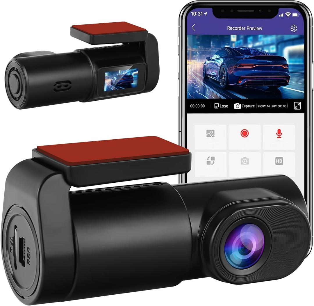 NICEWIN Dash Cam Front - 32GB SD Card Mini WiFi Dash Cam for Cars 1080P 140 Wide-Angle Super Night Vision|Loop Recording|App Control