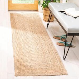 Handwoven Jute Area Rug - 2.5x6 Feet Natural Yarn - Rustic Vintage Beige Braided Reversible Rectangular Rugs for Bedroom - Kitchen - Living Room - Farmhouse (2.5' x 6')