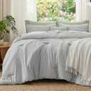 Bedsure Queen Comforter Set Prewashed Soft Bedding 3Pcs Silver Grey 90"x90"