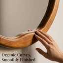 30 Inch Warm Walnut Round Wood Bathroom Mirror, Wavy Inner Edge