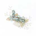 Bride Wedding Hair Comb Pearl Flower Hair Piece Rhinestone Bridal Hair Accessories for Women (Gray Blue)