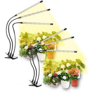 bseah Grow Light for Indoor Plants, Full Spectrum Plant Grow Lamp with 3/9/12H Timer, ON & Off, Clip-On Desk for Seed Starting 2 Pack