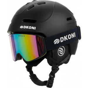 DKONI Ski Helmet with Goggles, Ski Helmet for Adults Snowboard Helmet Men Women Youth Certified Snow Sports Helmet for Skiing Snowboarding (M: 21.2-22.5 (54-58cm), Black)