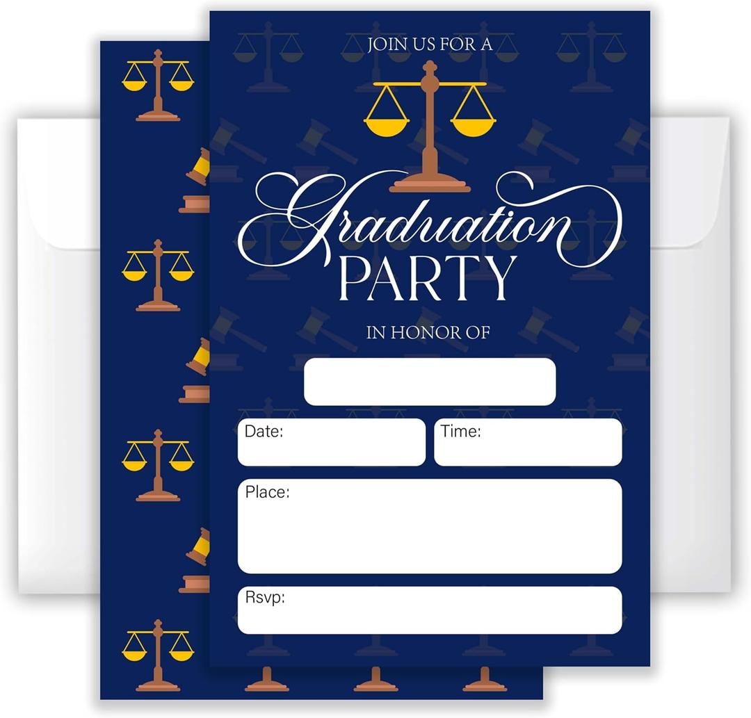 4x6 2026" Law School Graduation Party Invitation Set (20 Cards + 20 Envelopes) Legal-Themed Grad Celebration Invites.(095)