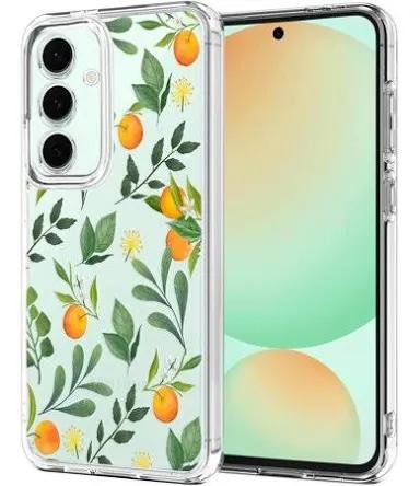 Unov Compatible with Galaxy S24 FE Case Clear with Design Soft TPU Shock Absorption Slim Embossed Pattern Protective Back Cover 6.7 inch (Citrus Flavors)