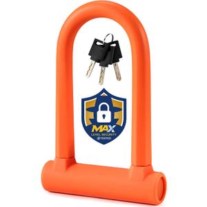 Sigtuna Compact U-Lock | Lightweight Silicone Coated Bike U-Lock (Orange) for Bicycle, E-Bike, Scooter, Motorcycle, Outdoor Equipments