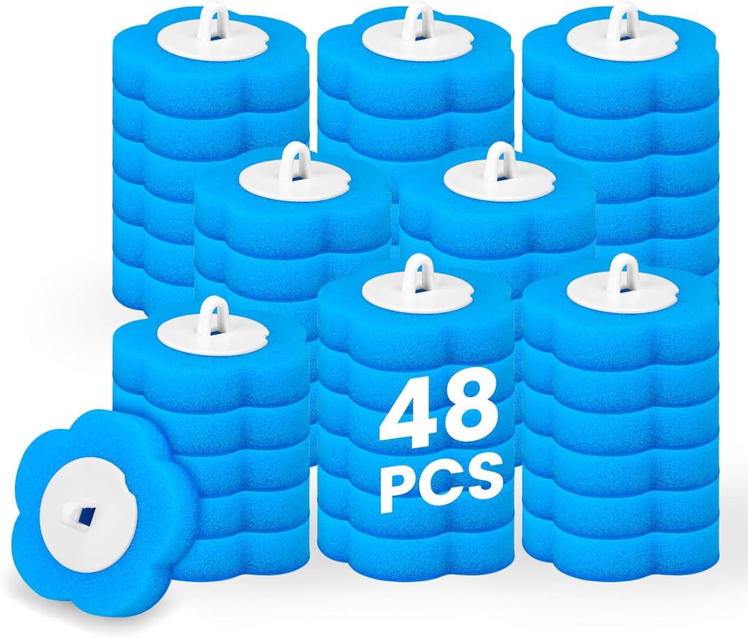 KOKL Disposable Toilet Bowl Wand Refills, Toilet Brushes and Holder, Disposable Toilet Brush Heads for Bathroom Cleaning, 48 Count