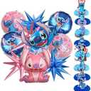 Pack of 18 Cartoon Party Decorations Kit – Birthday Supplies Set 10PCS Foil Balloons 18" 26" and 8PCS Honeycomb Table Centerpieces for Party Birthday Decorations Cartoon Theme Party Supplies