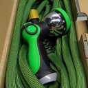 Non-Expandable Garden Hose 150 ft, Ultra Lightweight Flexible Water Hose with 10-Pattern Nozzle, Leak-Proof, High-Density Fabric, Thickened Connector, Shut-Off Valve for Yard, Lawn, Outdoor