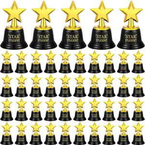 Ecation 45/30 Pcs 5 Inch Star Student Trophies Award Gold Plastic Star Trophy Bulk Teacher Recognition Award Education Reward for School Classroom Kids Student of The Month Supplies