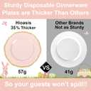 Hioasis 60pcs Pink Plastic Plates - Pink and Gold Disposable Dinnerware with Gold Rim, Heavy-duty, 10 inch, Dinner Plates for Party & Mothers Day