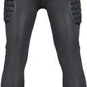 Mens Padded Compression Pants Football Girdles Athletic Leggings for Soccer Basketball Paintball Hockey, Large, Black