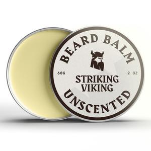 Striking Viking Beard Balm for Men  Light Hold, Unscented, 2 Oz - Leave-in Beard Conditioner with Shea Butter, Tea Tree, Argan & Jojoba Oils - Smooth, Shape & Moisturize Coarse, Dry Facial Hair (2 Ounce (Pack of 1))