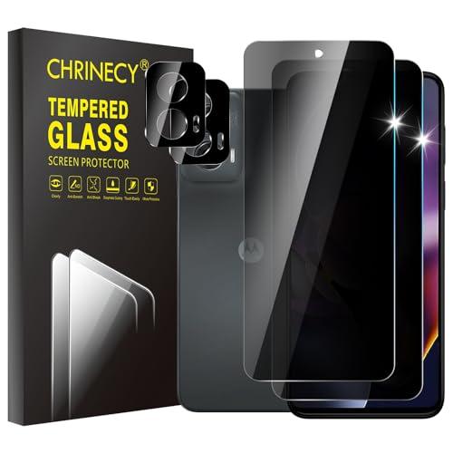 CHRINECY [4 Pack] 2 Pack Privacy Screen Protector for Motorola Moto G stylus 5G 2024 with 2 Pack Camera Lens Protector, 9H Hardness, Anti Spy Anti Peeping, Easy Installation