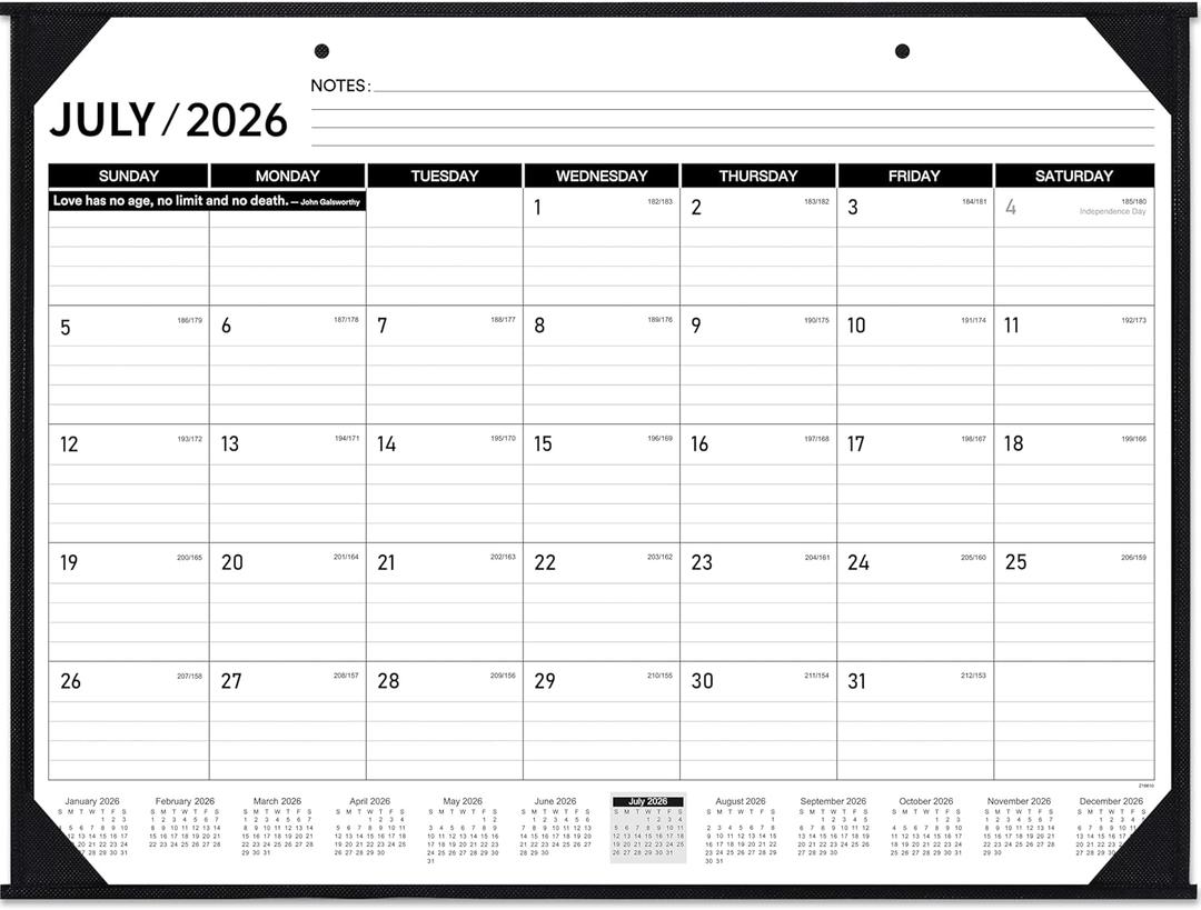 2026-2027 Desk Calendar - JUL. 2026  DEC. 2027, 22" x 17", Large Desk Calendar 2026-2027, 18 Monthly Large Desk/Wall Calendars 2-in-1, Corner Protector, Desk Pad, Large Ruled Blocks