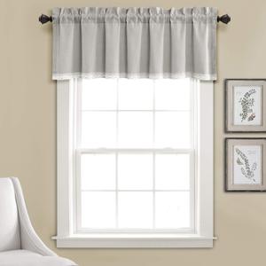 Lush Decor Linen Lace Window Curtain Valance Dark, 18" x 52" + 2" Header, Light Gray