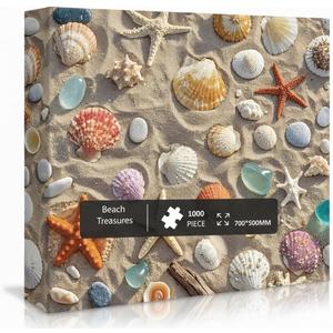 1000 Pieces Jigsaw Puzzles for Adults, Seaside Series - Calming Ocean View Art, Relaxing Stress Relief Game, Large 28" x 20", Great Gift for Summer & Home DecorBeach Treasures
