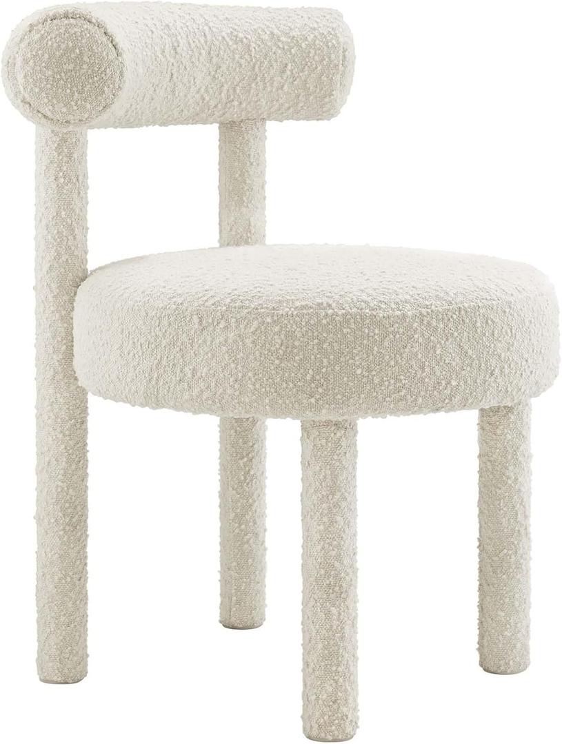 Modway EEI-6387-IVO Toulouse Boucle Fabric Dining Chair, Ivory