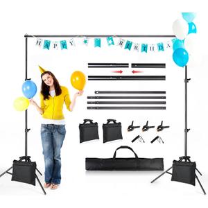 Backdrop Stand 6.5x10ft, Photo Video Studio Adjustable Backdrop Stand for Parties, Wedding, Photography, Advertising Display