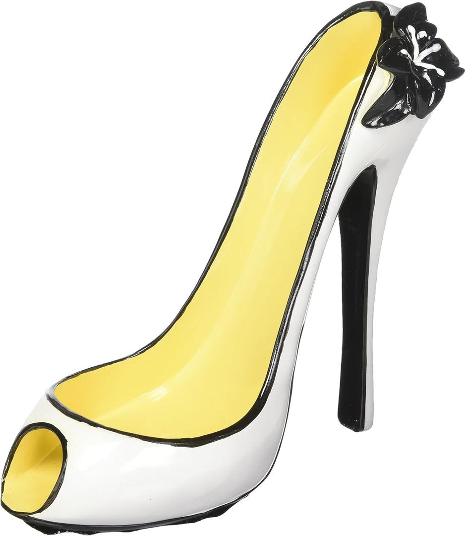 Hilarious Home 8" x 7"H High Heel Wine Bottle Holder - Stylish Conversation Starter Wine Rack (White Flower)