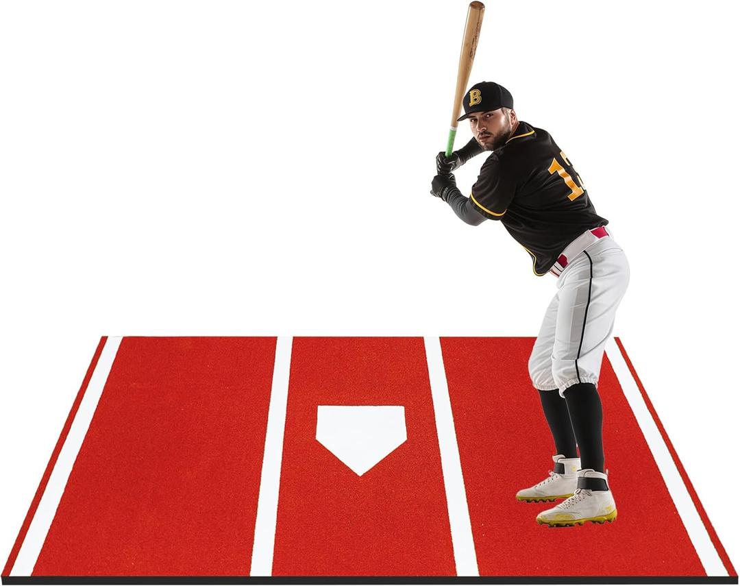 12' x 6' Baseball Hitting Mat, Home Plate Mat with Antislip Rubber Backing, Antifade Batters Box Turf Mat Baseball for Indoor & Outdoor, Batting Cage Mat (10*3.8 FT, Clay)