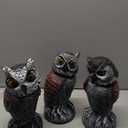 Hausse 3 Pack Bird Scarecrow Fake Horned Owl Decoy, Rotating Head Plastic Owl Bird Deterrents, Nature Enemy Horned Pest Repellent for Outdoor Garden