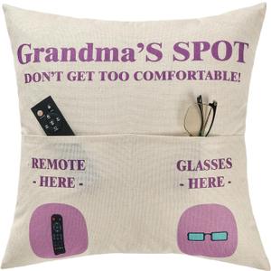 FUTEI Grandma Gifts,Grandma'Spot Throw Pillow Covers 18x18 Inch Set of 1 Christmas Holiday Home Decor for Couch Bed Living Room