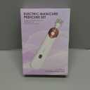 Professional Manicure Pedicure Set - Cordless Electric Foot Nail Care Trimmer Buffer Tools - 5 Speeds, Rechargeable, Thick Nails (Red)