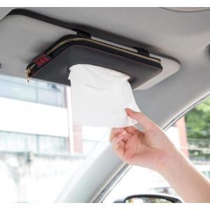 Car Tissue Holder, Car Visor Tissue Holder, Perfect Solid Color Auto Tissue Box, Tissue case Holder for Car (Black)