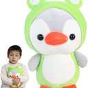 CASAGOOD Duck/Penguin Stuffed Animal in Frog Costume Adorable Plushies Wearing Green Frog Outfit Plush Toys Great for Kids and Lovers,Stuffed Penguin Animals 10 Inch, Pack 2
