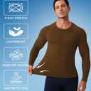 SPVISE Brown Long Sleeve Compression Shirts for Men, Thermal Underwear Running Football Undershirt Athletic Workout Baselayer (Brown)