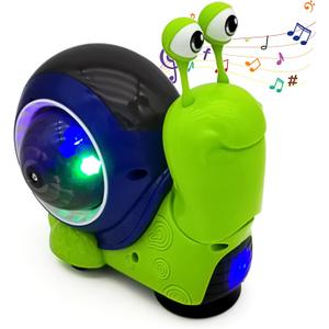 Tipmant Baby Toddler Electric Snail Toy Cute Electronic Animal Crawl, Play Music, Luminous Light Kids Birthday (Green)