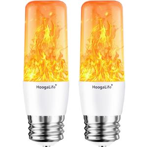 HoogaLife Flame Light Bulbs, Warm Flickering Light Bulbs Effect of Real Fire, E26 Led Flame Light Bulb for Christmas, Halloween, Party Patio Porch Home Holiday Indoor & Outdoor Decorations- 2 Pack
