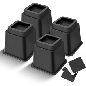 Bed Riser/Furniture Lift Bed/Bed risers/Furniture Lifter/Table risers/Frame Risers Create Under Bed Storage Heavy Duty for Furniture Height Adjustment (Black 4 Pack, 3 Inch)