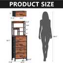 Furnulem Tall Night Stand, LED Nightstand with Charging Station and USB Ports, 4 Fabric Drawers and 4 Tier Storage Shelf, Bedside Table for Bedroom, Home, Dorm, Office (Rustic Brown)
