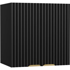 ChooChoo Bathroom Wall Cabinet, Kitchen Storage Cupboard Cabinet with 2 Doors, Fluted Laundry Room Cabinet for Bathroom, Kitchen, Garage, Black