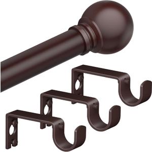 Bronze Curtain Rods for Windows with Brackets,5/8 Inch Diameter Small Curtain Rod Adjustable Set 32 to 90 Inches,Easy Install Drapery Rods