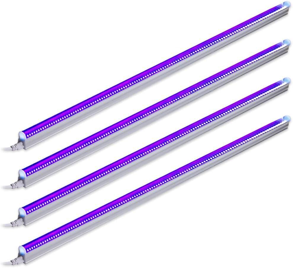 Barrina UV LED Blacklight Bar, 22W 4ft, T5 Integrated Bulb, Black Light Fixture for Blacklight Poster, Halloween Decorations and Christmas Party, Fun Atmosphere with Built-in on, Off Switch (4-Pack)