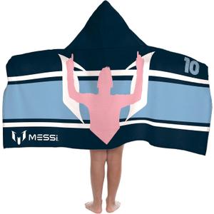 Jay Franco Kids Hooded Towel – 22" x 51" Super Soft Bath Wrap with 3D Hood, Beach, Pool & Travel, Official Licensed Product, Blue - Messi