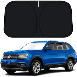 D-Lumina Windshield Sun Shade for Volkswagen Atlas 2018-2025 VW Atlas Cross Sport Accessories, Front Window Sunshade Sun Visor Protector Block UV Rays Heat, Foldable 2 Layers 210T Material