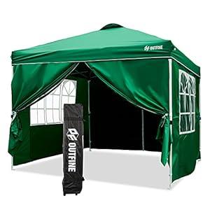 OUTFINE Canopy 10'x10' Pop Up Commercial Instant Gazebo Tent, Fully Waterproof, Outdoor Party Canopies with 4 Removable Sidewalls, Stakes x8, Ropes x4, 10 * 10FT